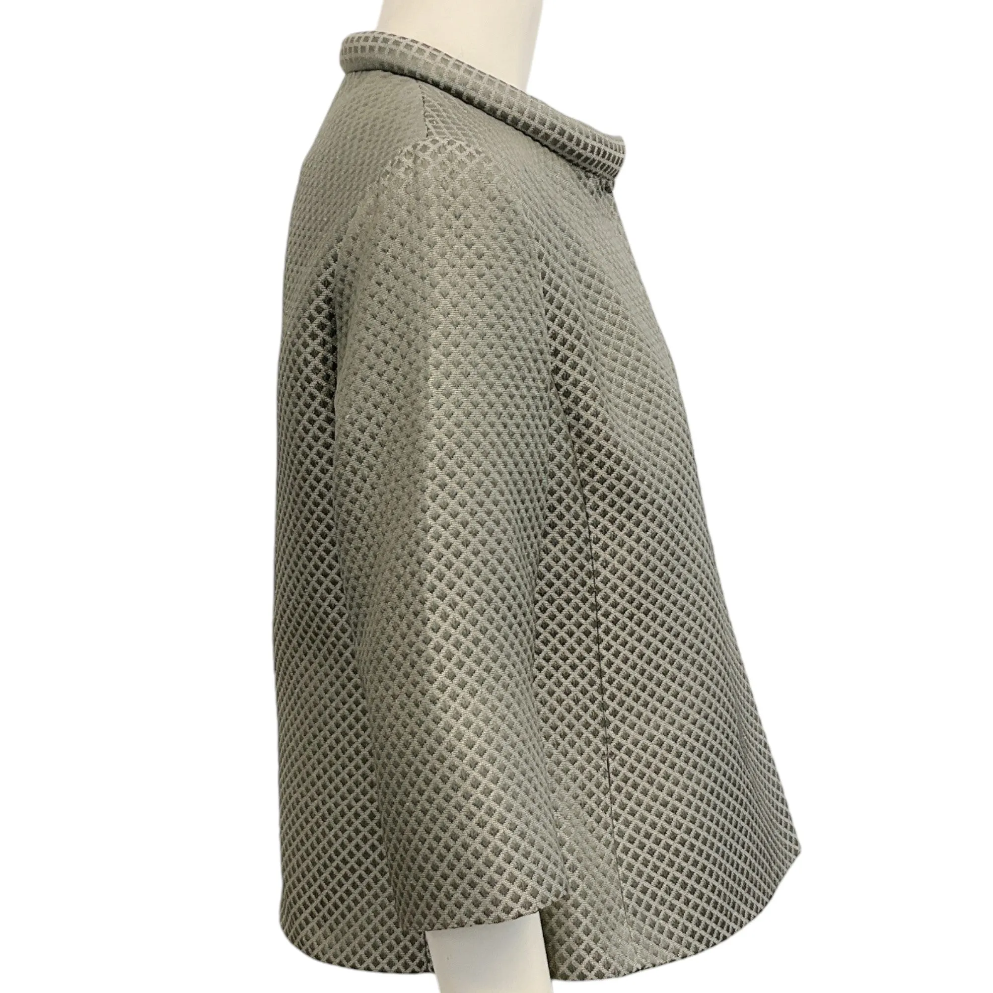 Akris Punto Grey Silk Jacquard Cropped 3/4 Sleeve Jacket