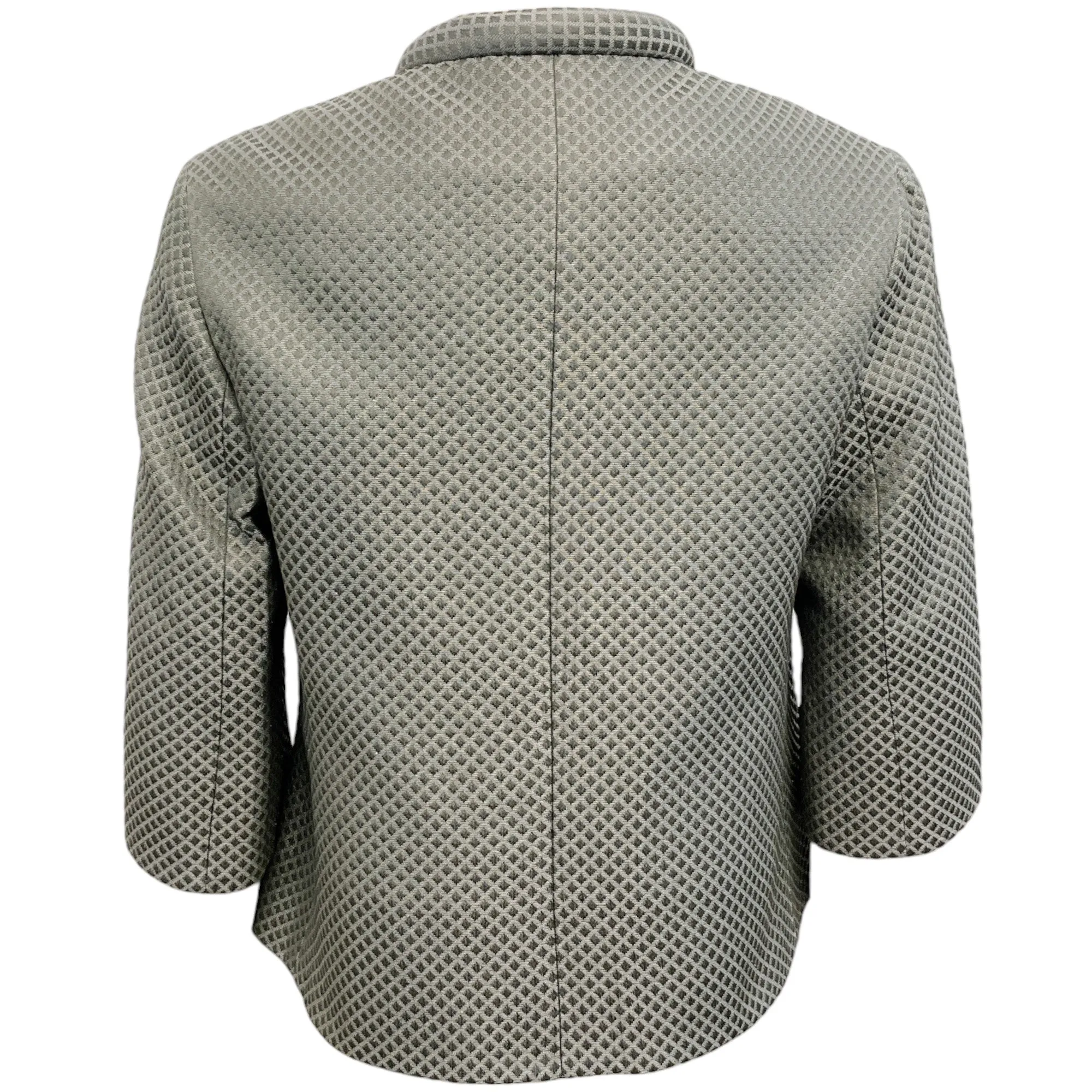 Akris Punto Grey Silk Jacquard Cropped 3/4 Sleeve Jacket