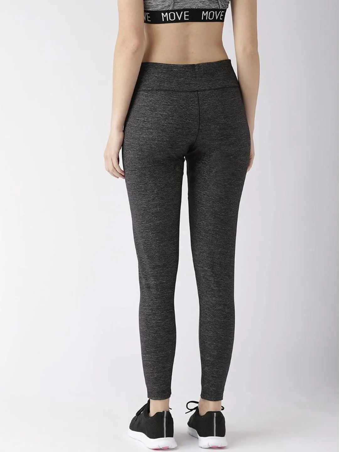 Alcis Women Charcoal Grey Self Design Tights