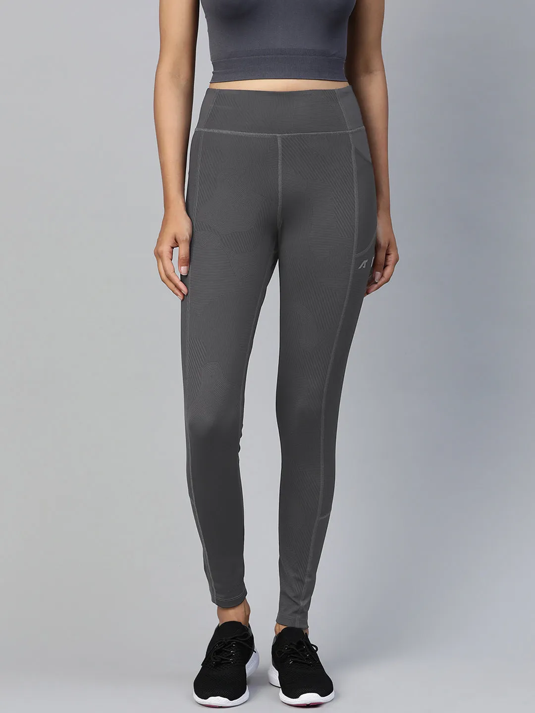 Alcis Women Grey Solid Ankle Length Tights