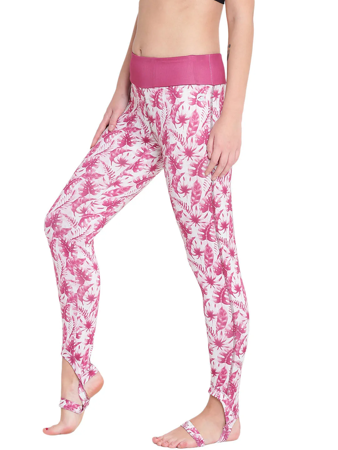 Alcis Women Pink and White Tights