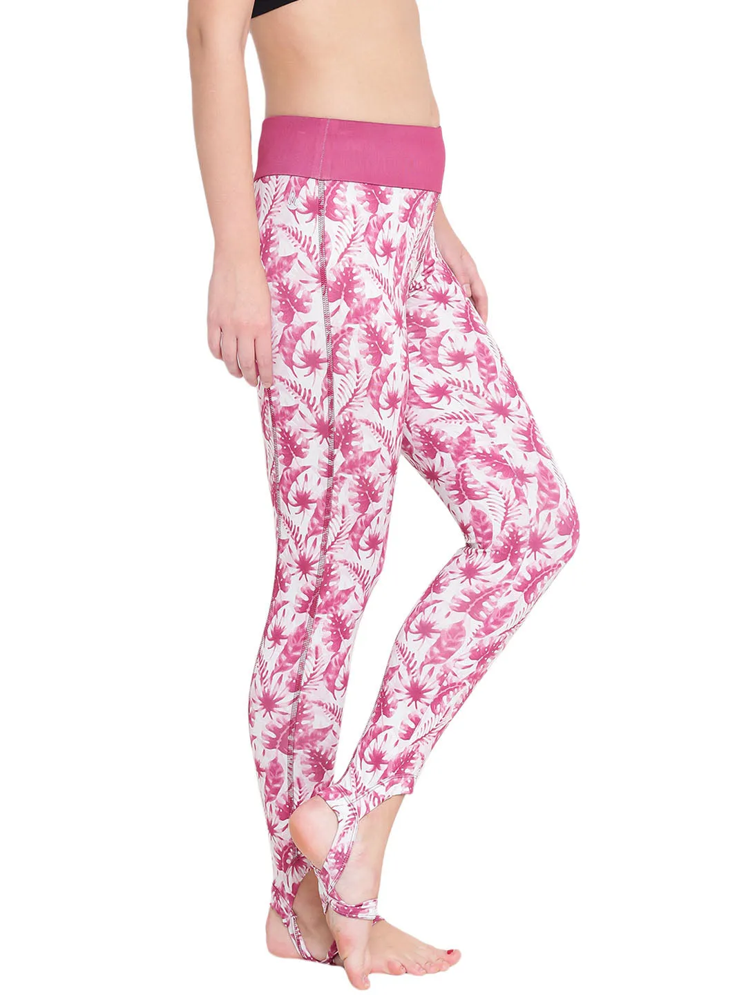 Alcis Women Pink and White Tights
