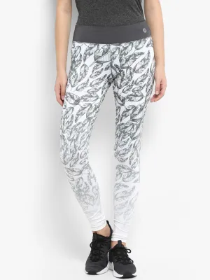 Alcis Women White Grey Printed Tights