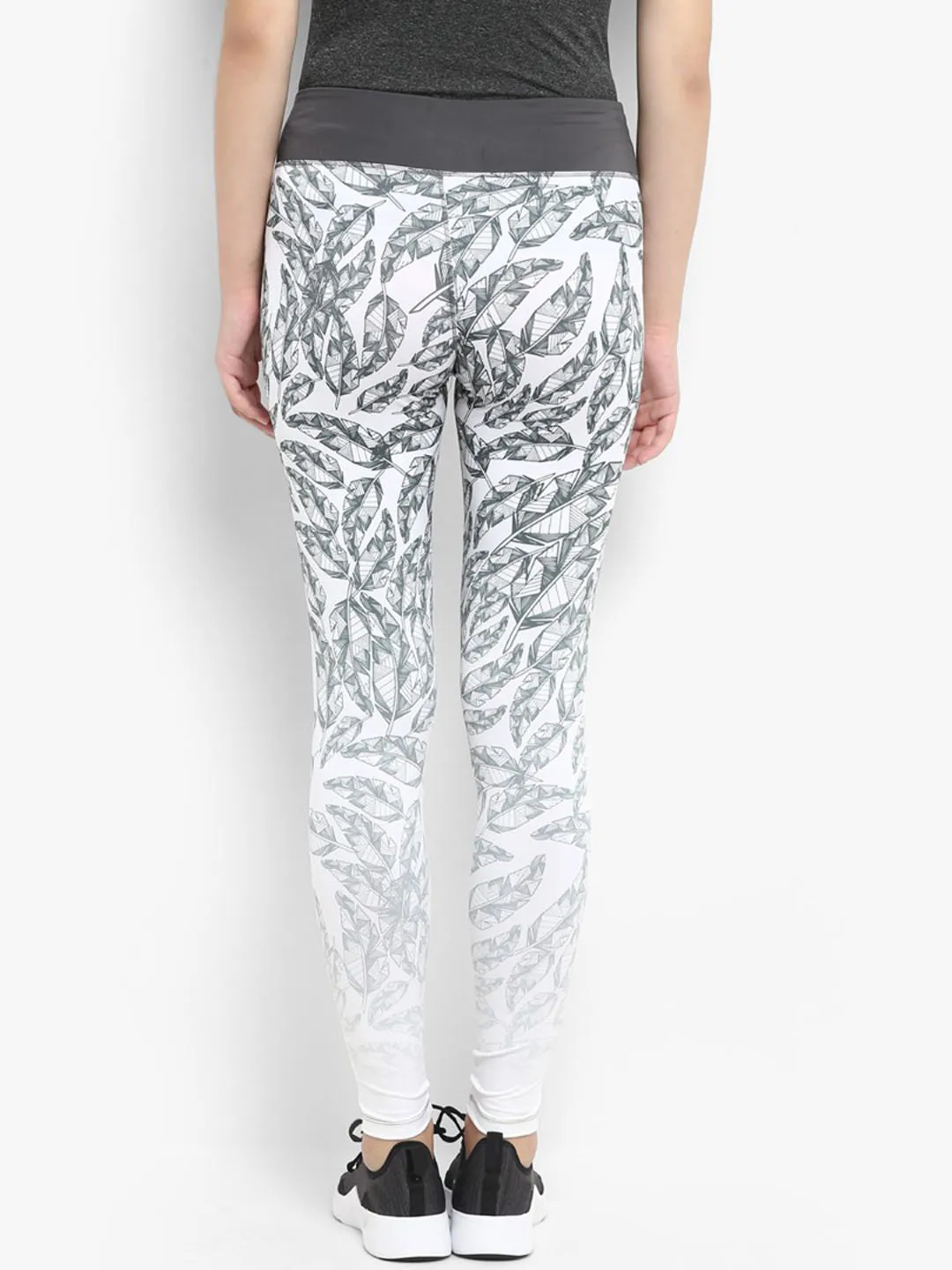 Alcis Women White Grey Printed Tights