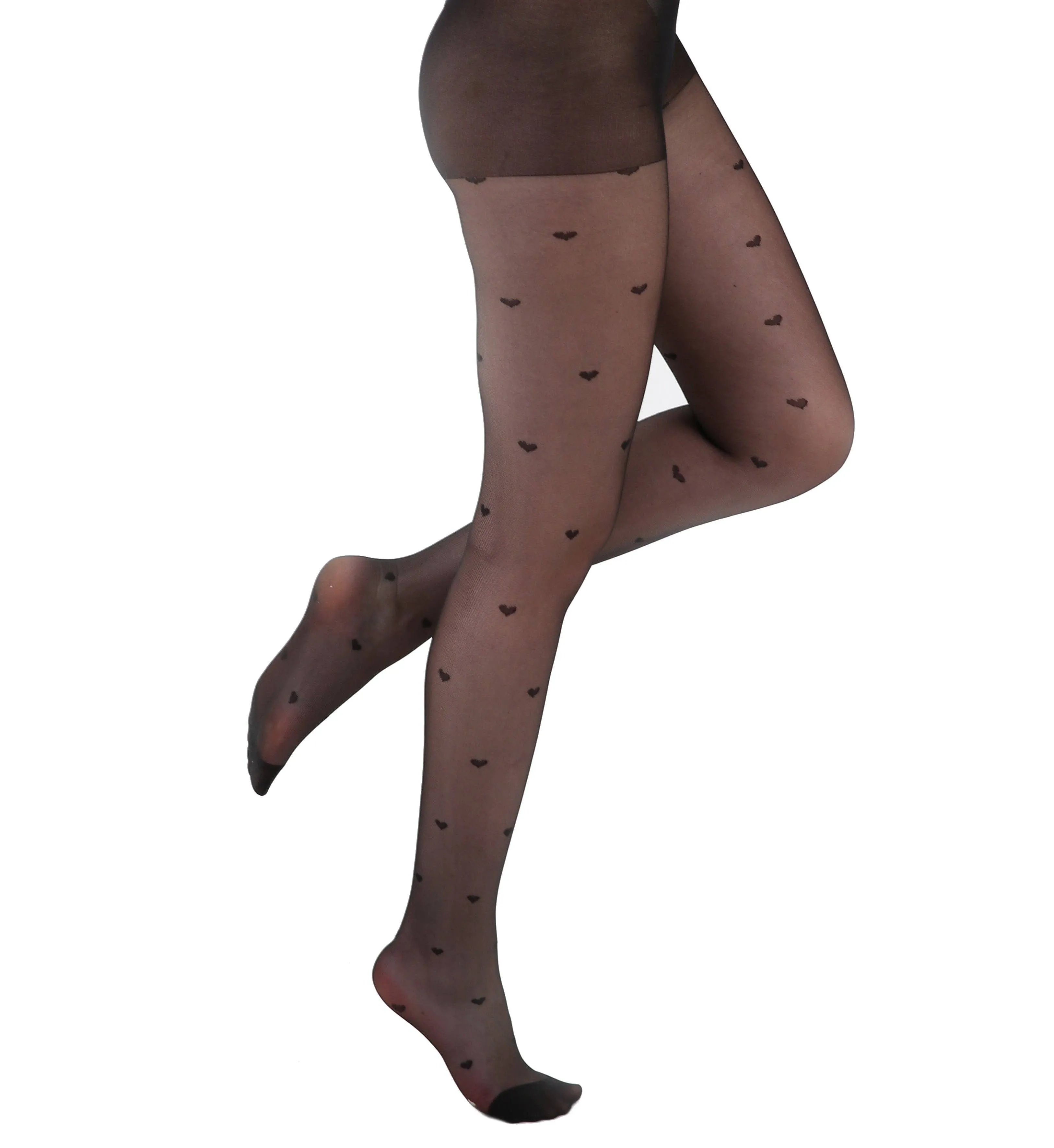 All Over Hearts Sheer Tights
