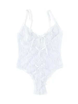 &oh™ Signature Lace Crotchless Teddy White