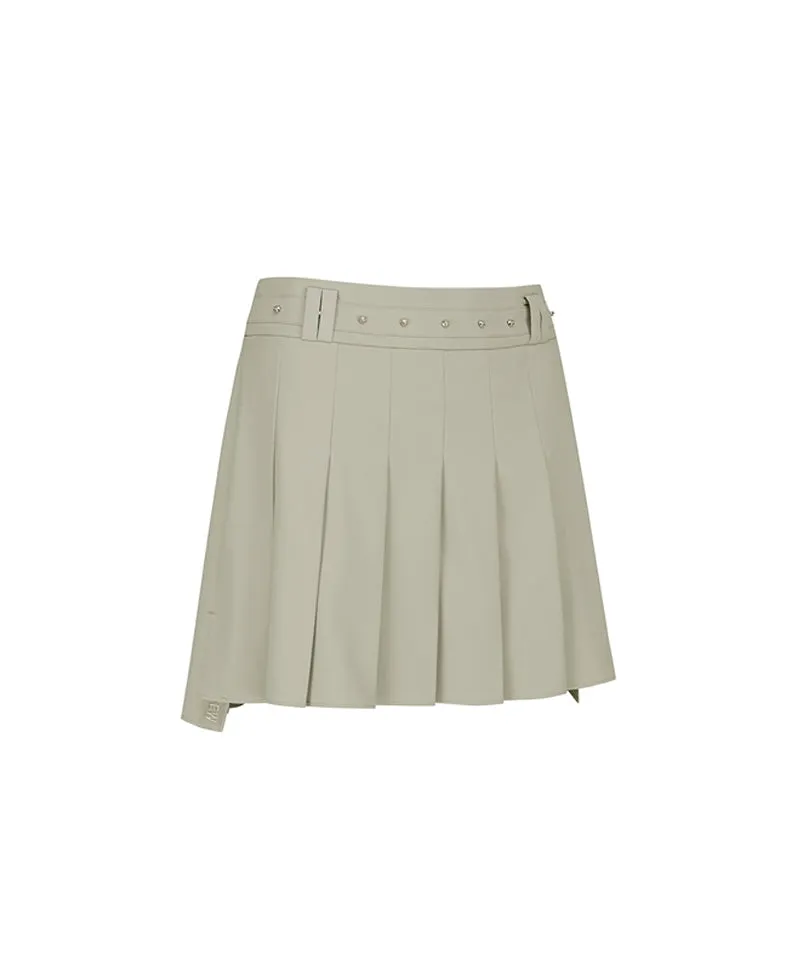 ANEW Golf Women's Buckle Point Pleats Skirt - Light Beige