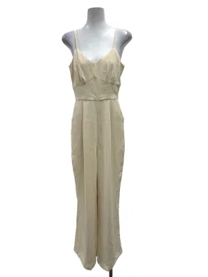 Beige V Neck Jumpsuit