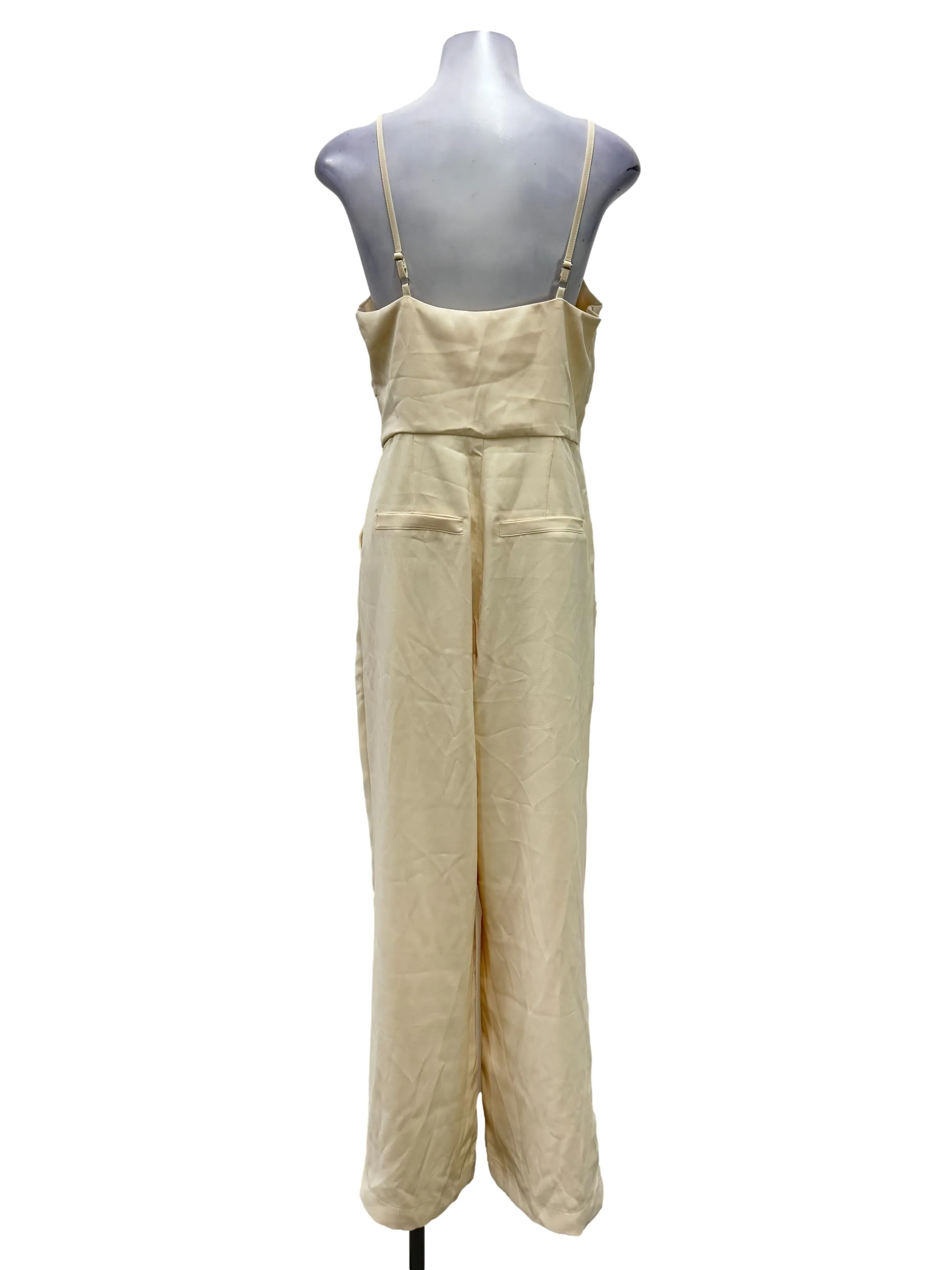 Beige V Neck Jumpsuit