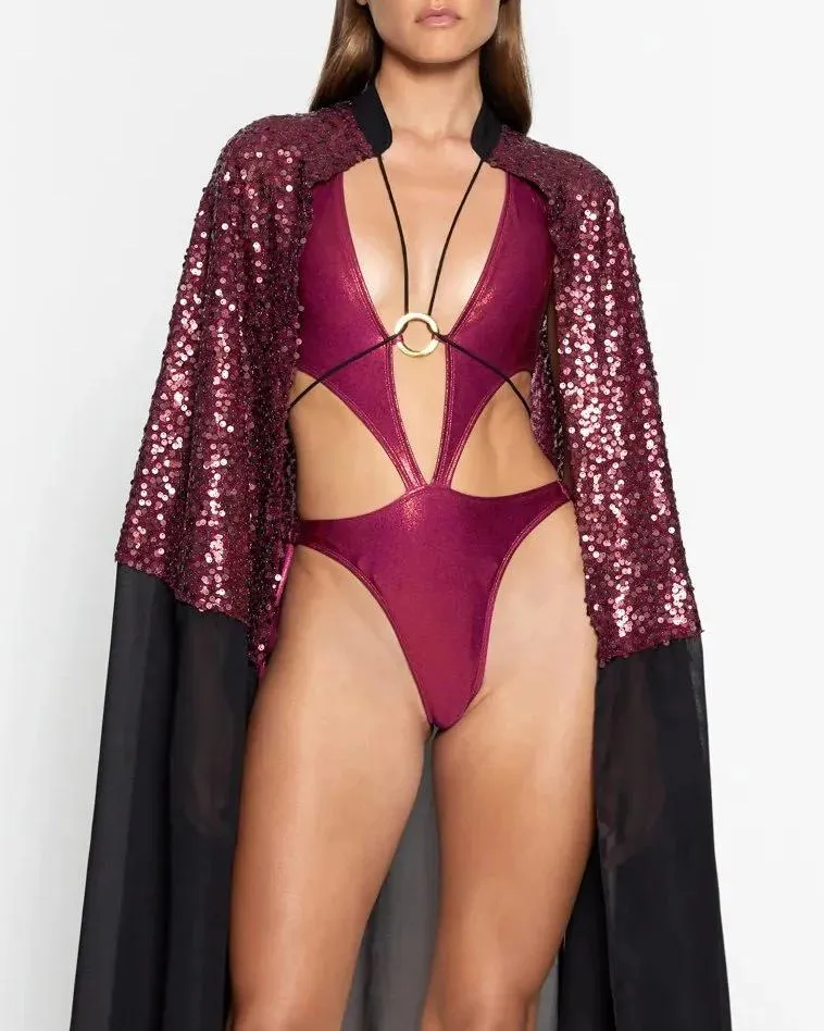 Berry Sequin Cape