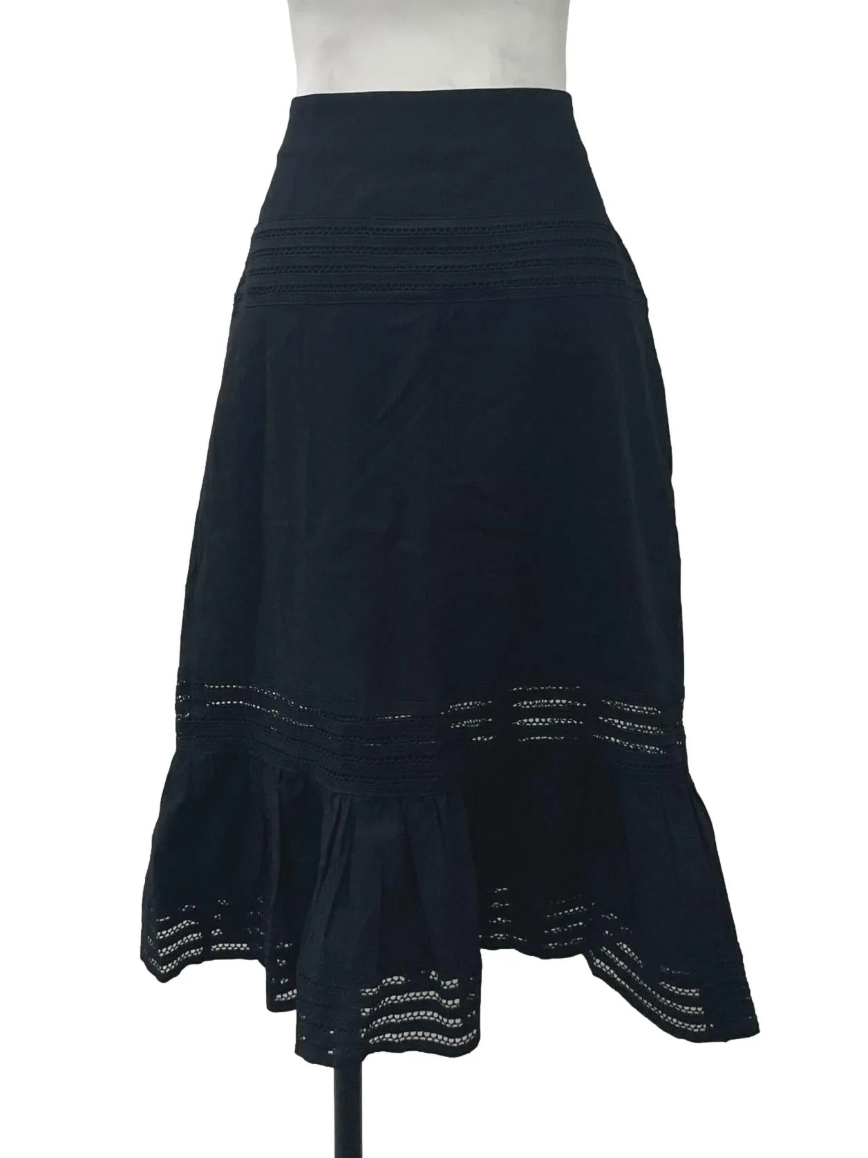 Black Embroidered Tiered Skirt