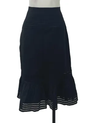 Black Embroidered Tiered Skirt