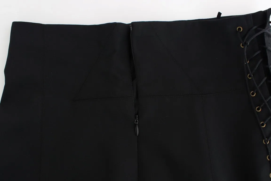 Black pleated laced skirt