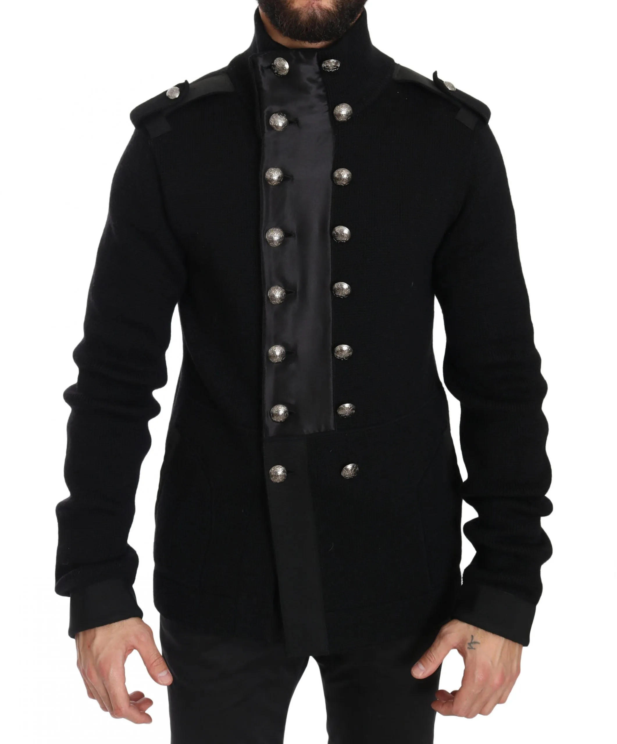 Black Wool Knitted DG Logo Jacket
