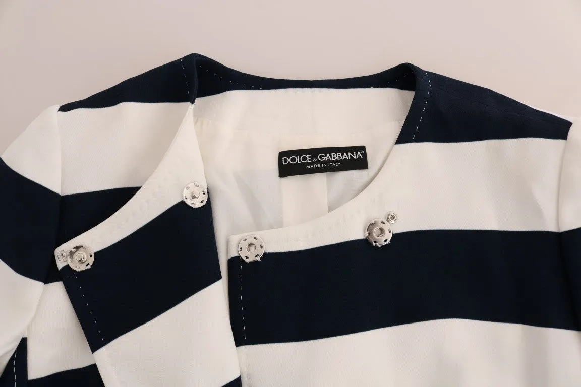 Blue White Striped Stretch Coat