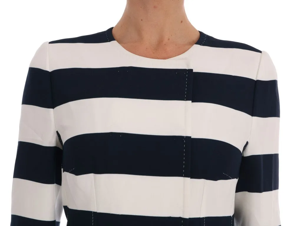 Blue White Striped Stretch Coat