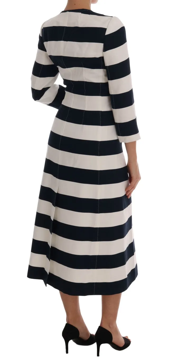 Blue White Striped Stretch Coat