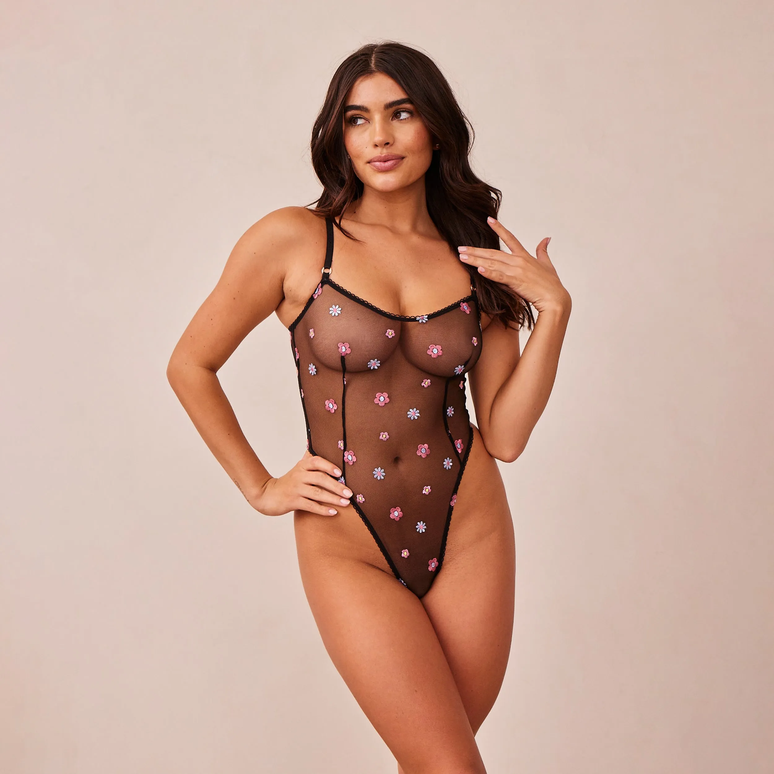 Body Transparent Floral - Noir