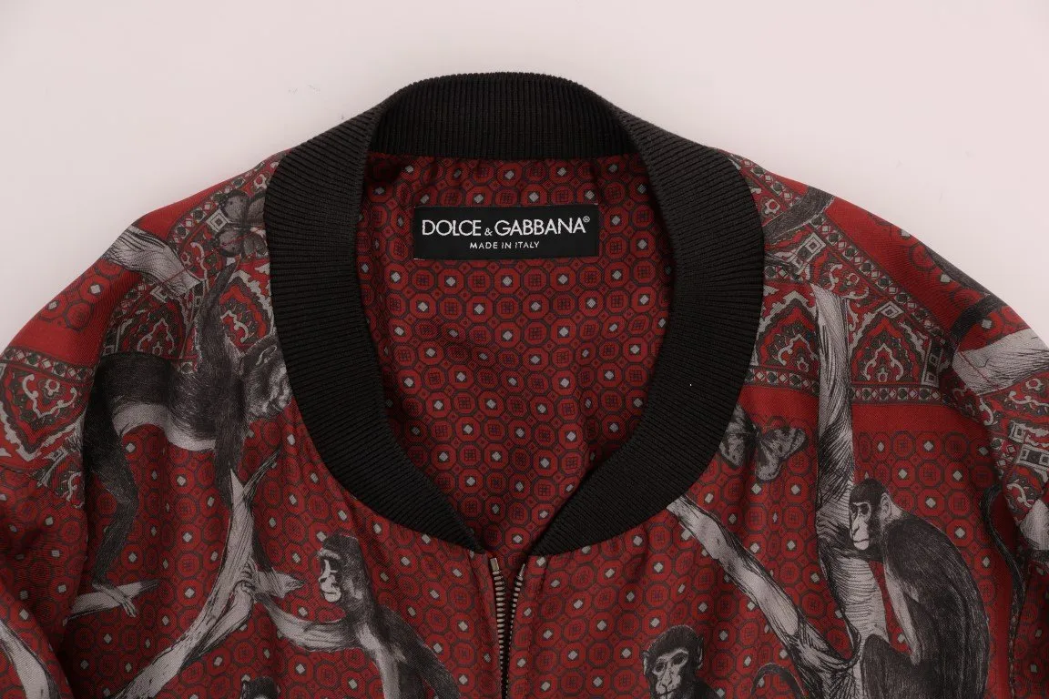 Bordeaux Silk Monkey Print Jacket