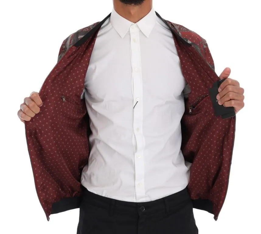 Bordeaux Silk Monkey Print Jacket