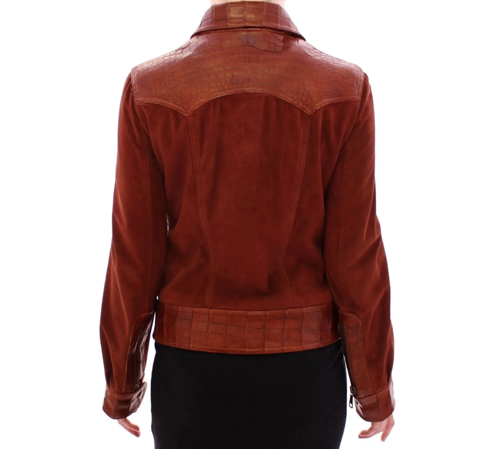 Brown Alligator Suede Leather Jacket