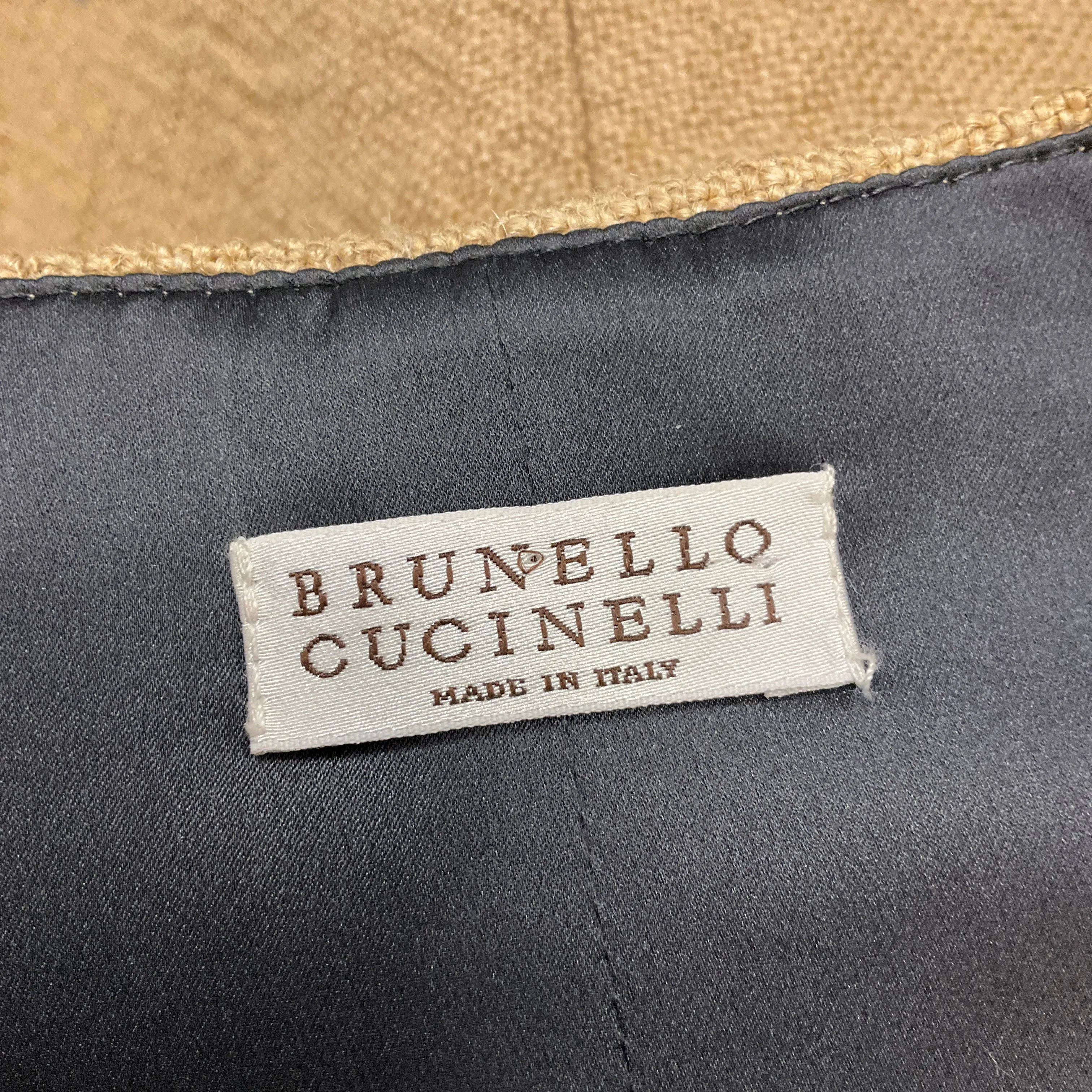Brunello Cucinelli Tan Fringed Monili Bead Embellished Linen Vest