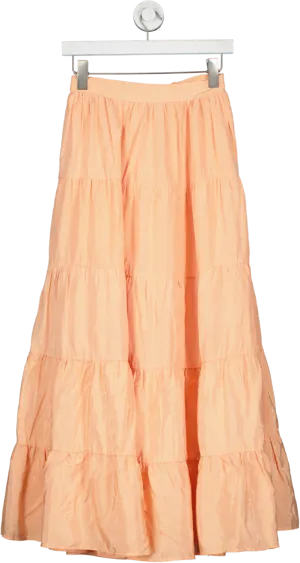 By Malina Orange Scarlett High-rise Tiered-hem Rayon Skirt UK XS