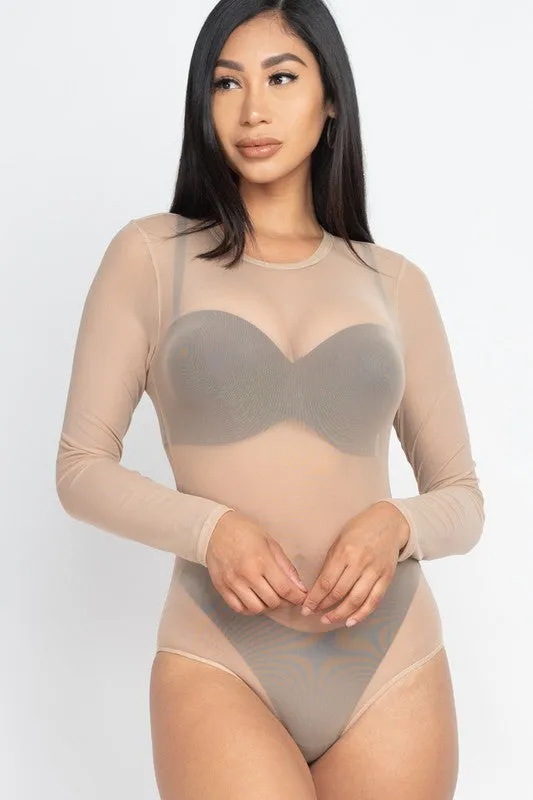 Capella Mesh shirt Sheer blouse Long Sleeves Bodysuit