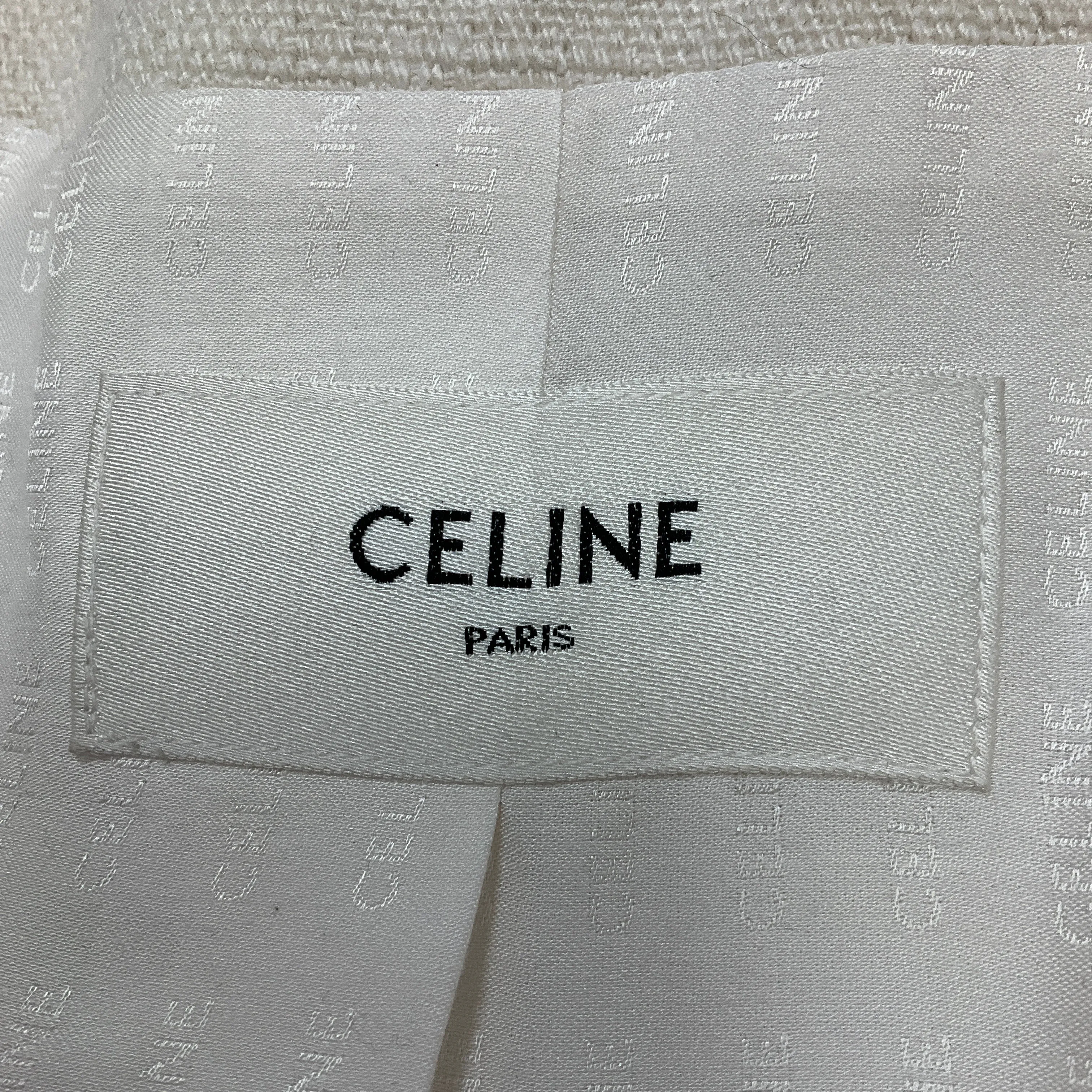 Celine Ivory / White / Gold Buttoned Braided Trim Silk Chausseur Jacket