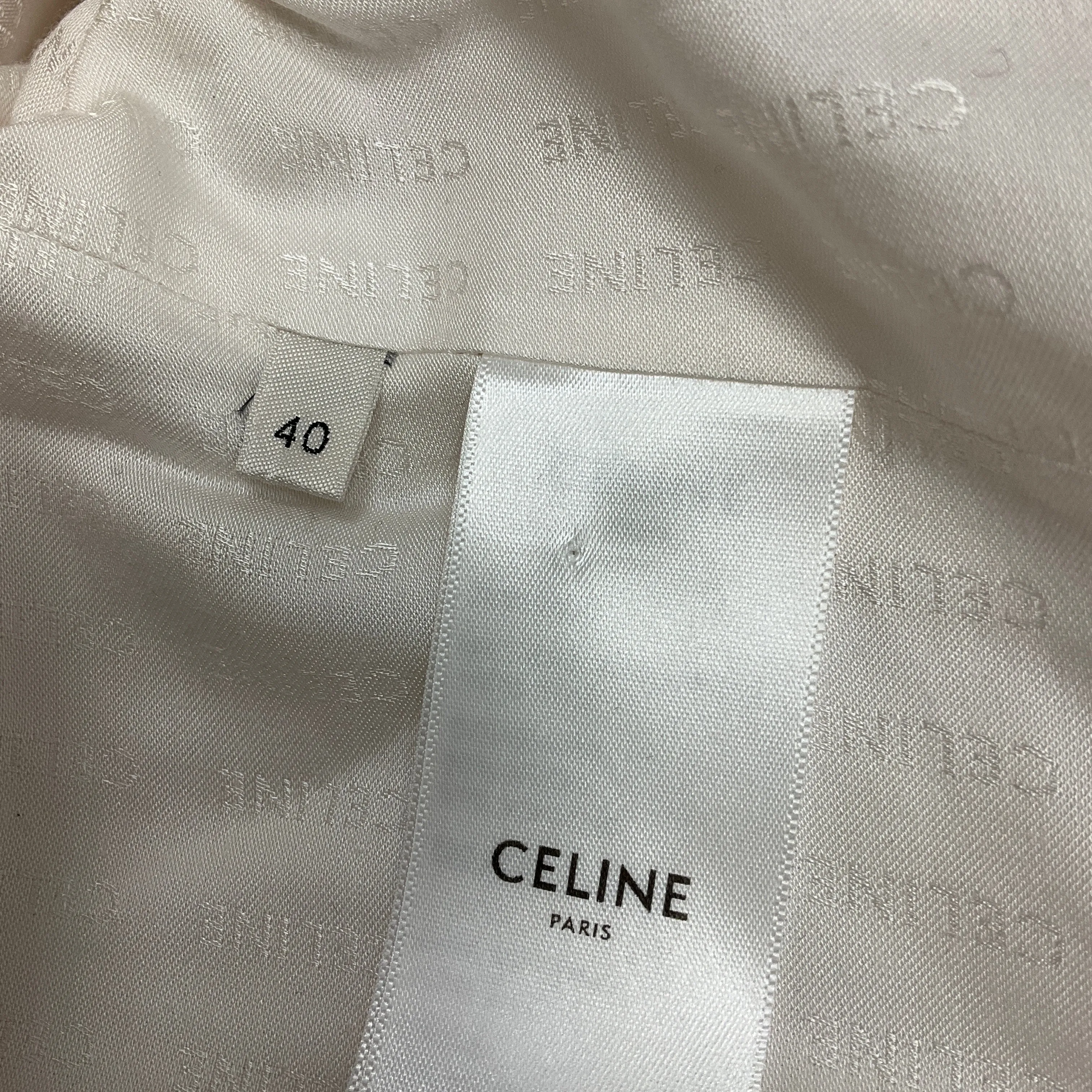 Celine Ivory / White / Gold Buttoned Braided Trim Silk Chausseur Jacket