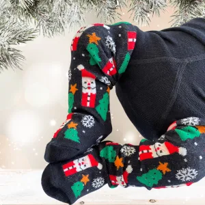 Christmas Printed Tights-Navy