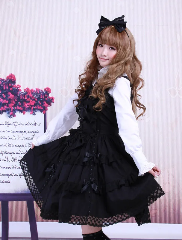 Cotton Black Sleeveless Gothic Lolita Dress
