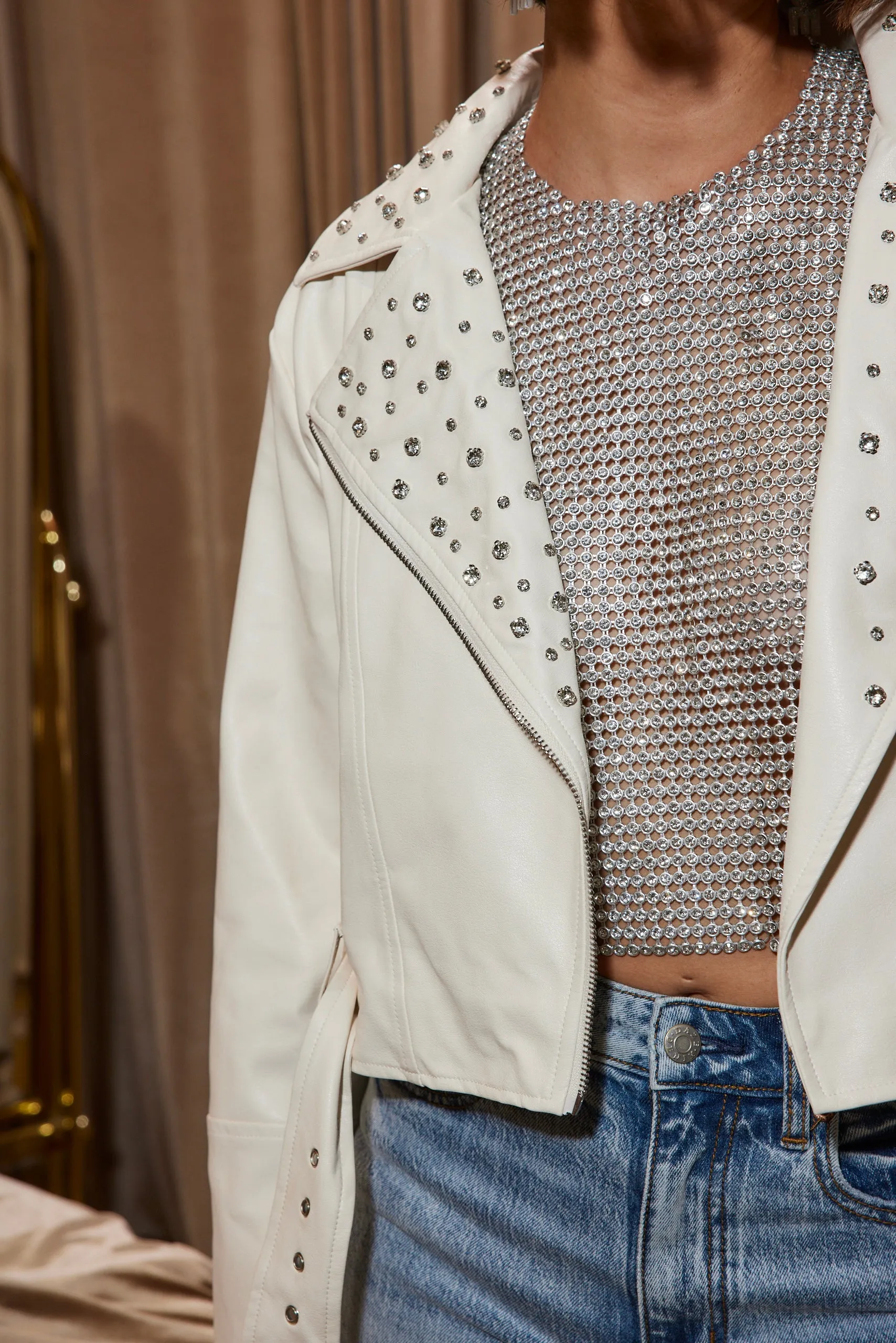 Crazy In Love Ivory Faux Leather Jacket