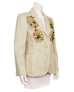 Cream Embroidered Blazer