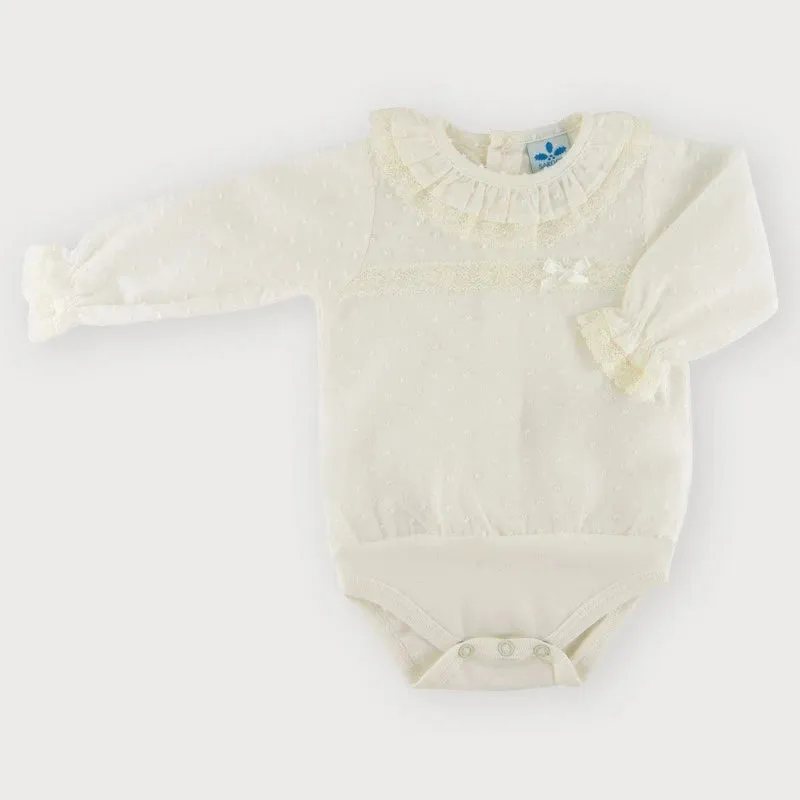 Cream Plumeti Lace Bodysuit