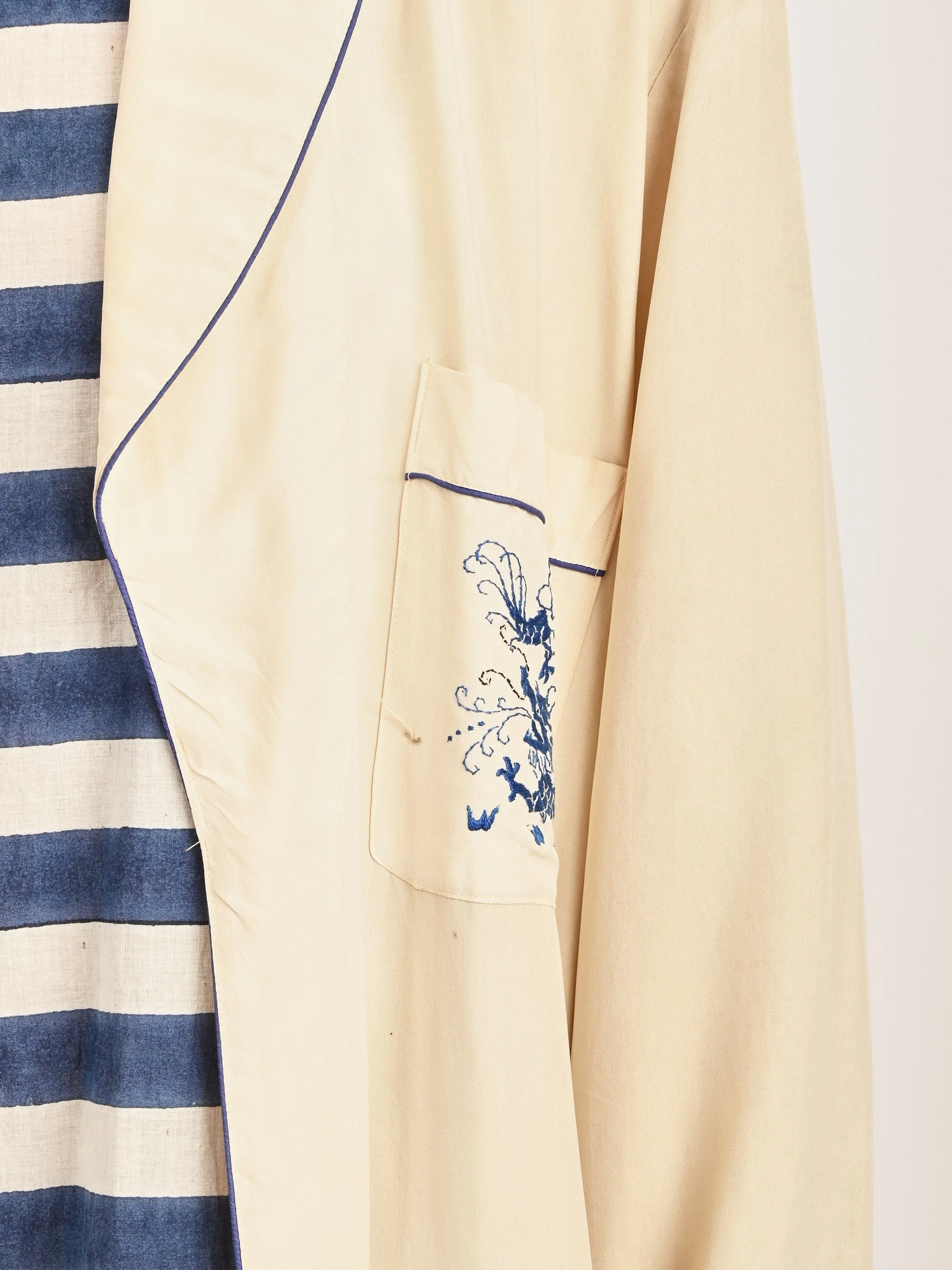 Cream Silk Embroidered Robe
