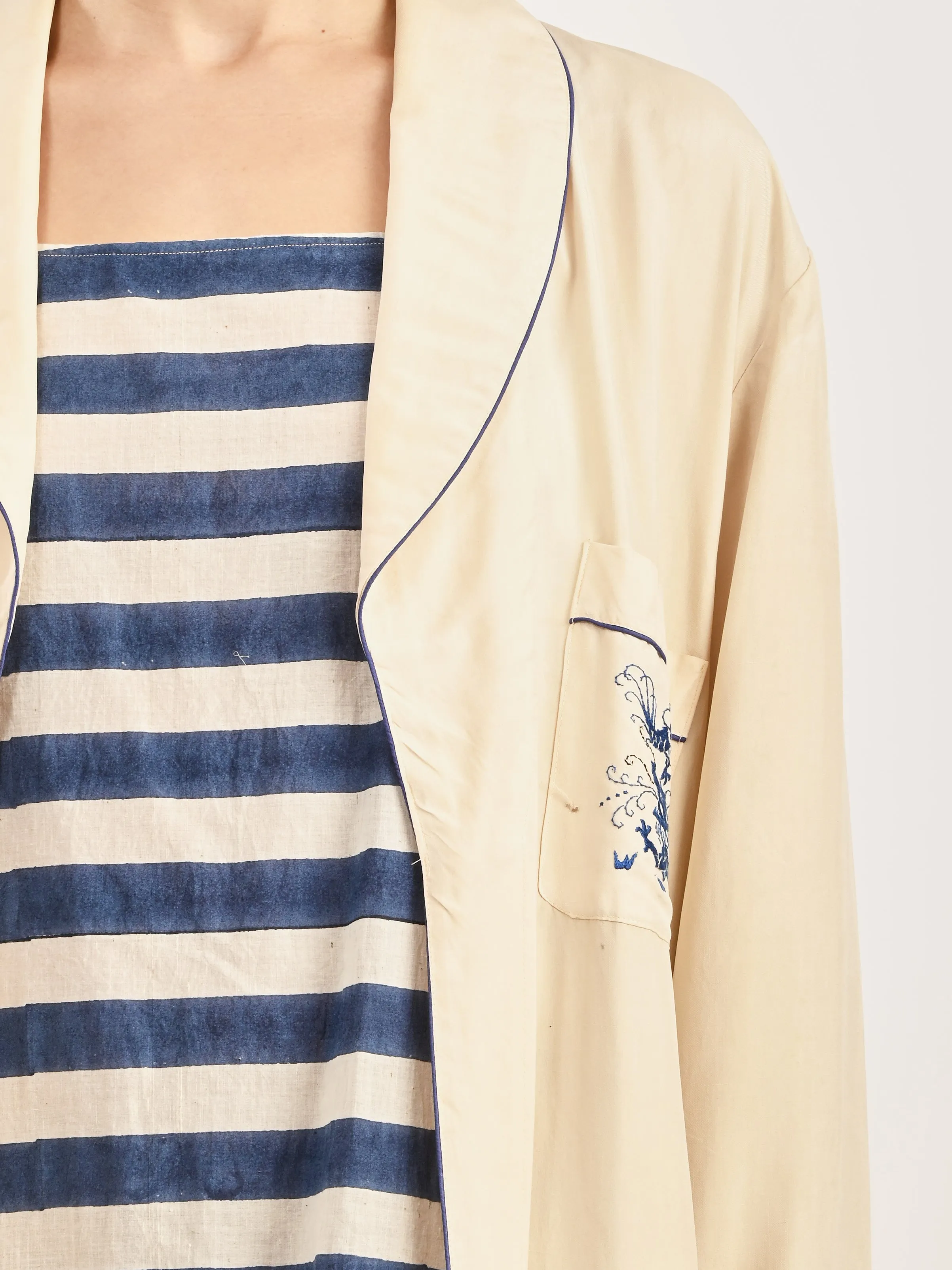 Cream Silk Embroidered Robe