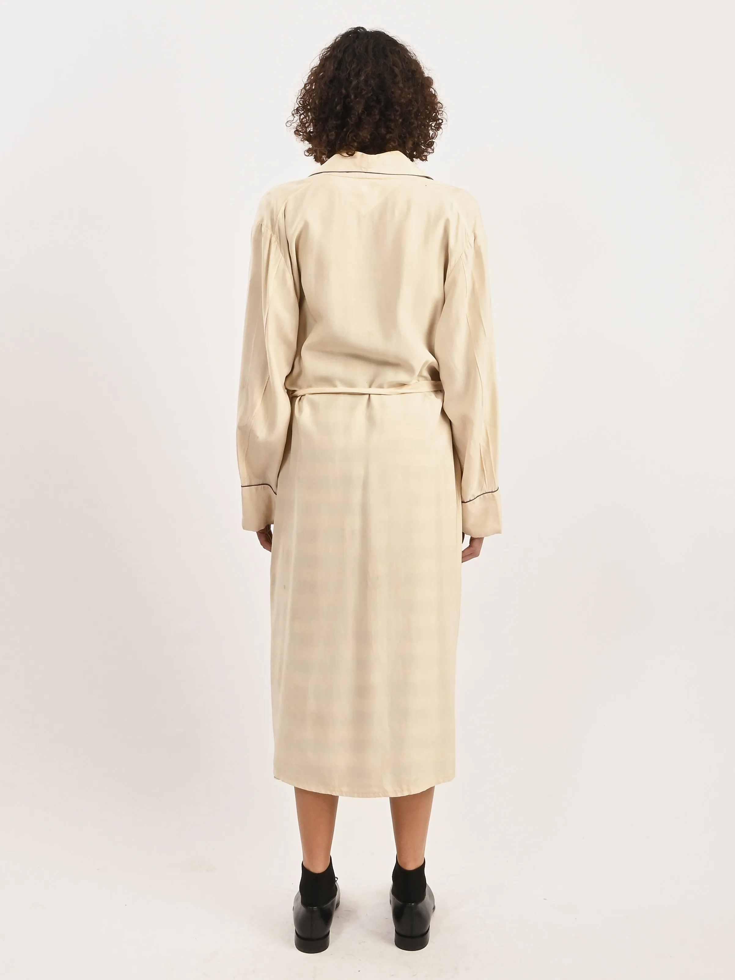Cream Silk Embroidered Robe