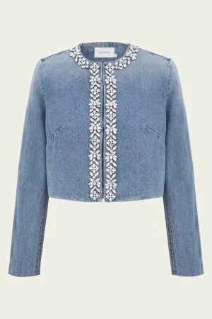 Crush Embellished Denim Jacket in Blue Moon