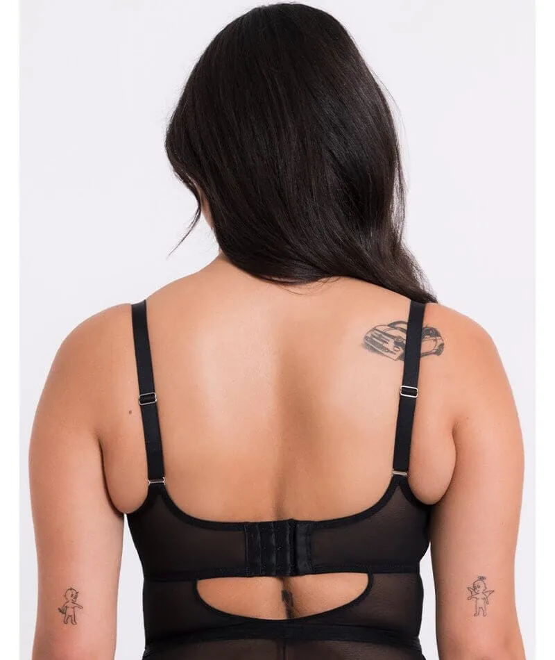 Curvy Kate Frill Me Balcony Bodysuit - Black/Pink