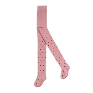 Deux Par Deux Black Dots on Pink Tights: Sizes 2 to 12