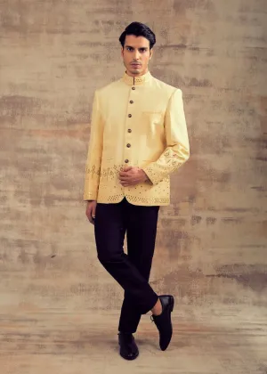 Double Cream Color Mirror Embroidery Jodhpuri Jacket