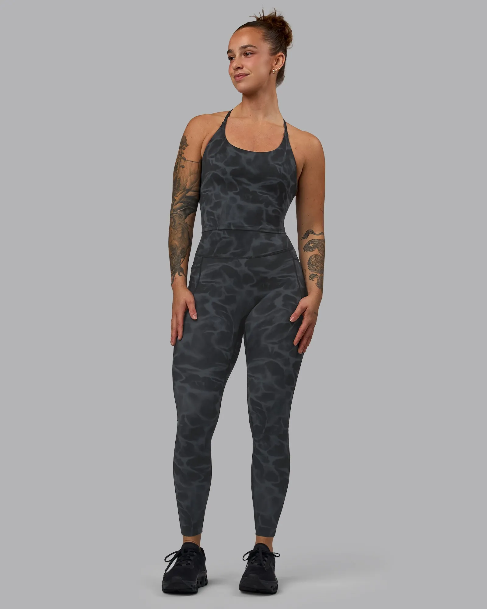 Elixir Full Length Tights With Pockets - Tranquil-Black