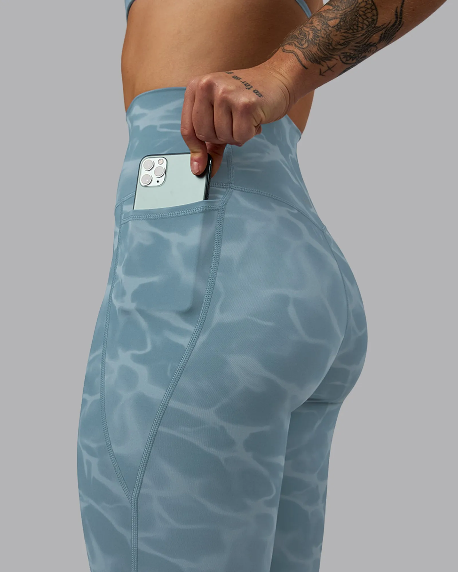 Elixir Full Length Tights With Pockets - Tranquil-Elemental Blue
