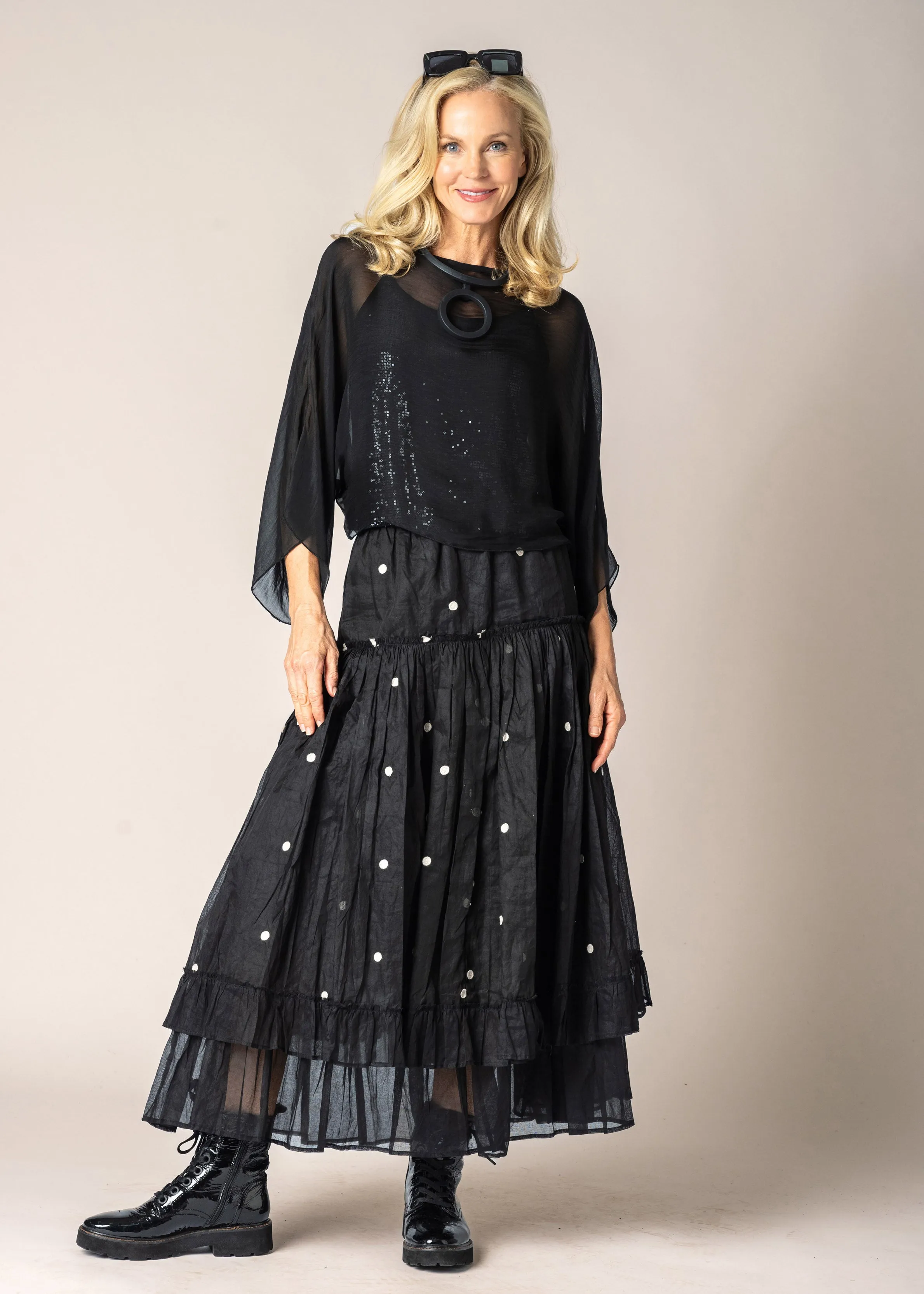 Elowen Organza Skirt in Onyx Spot
