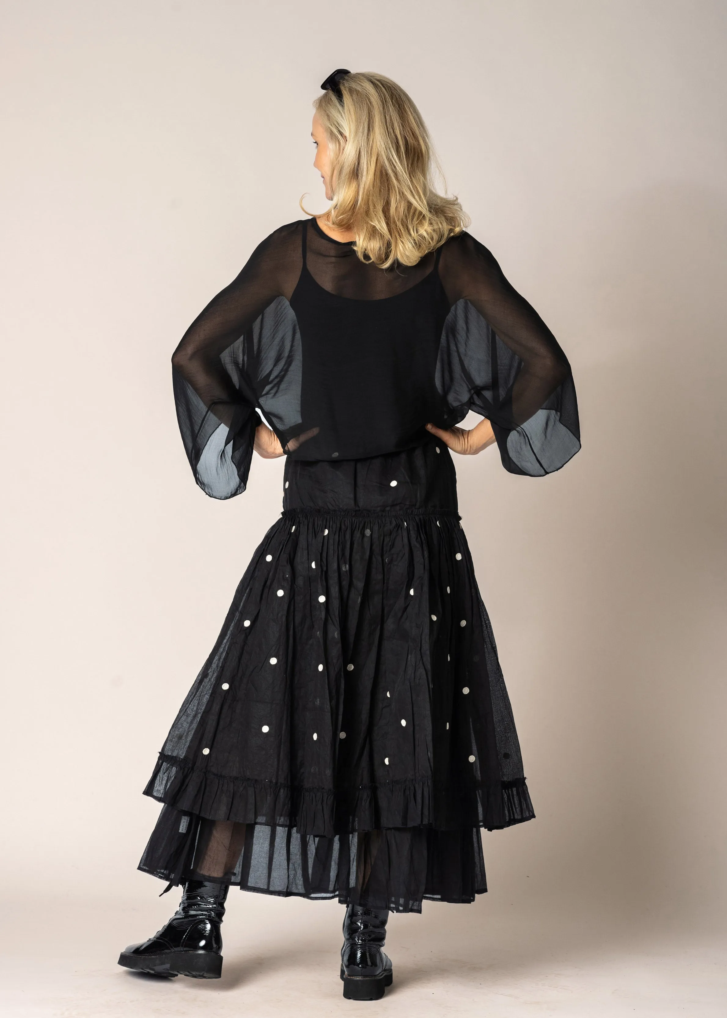 Elowen Organza Skirt in Onyx Spot