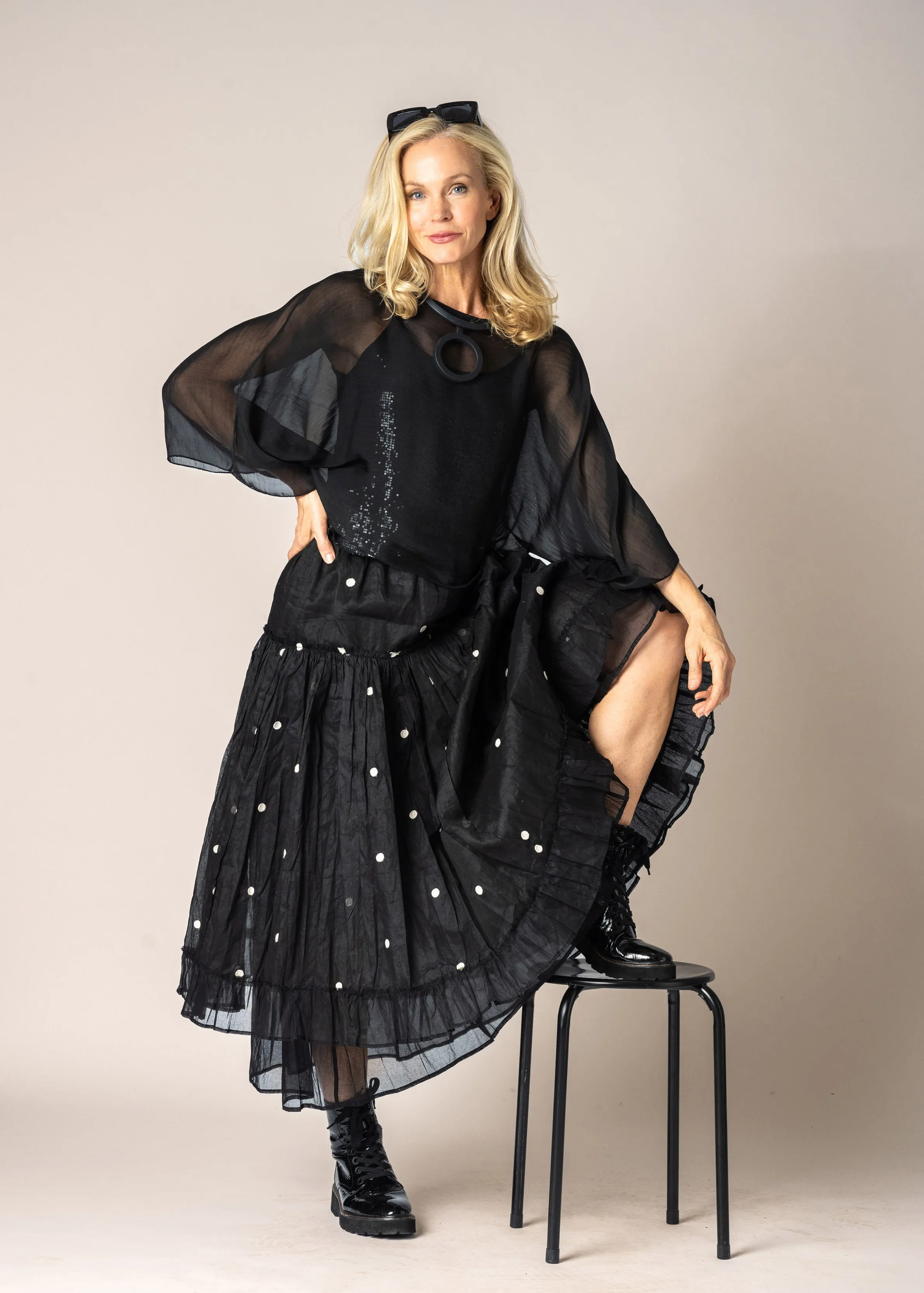 Elowen Organza Skirt in Onyx Spot