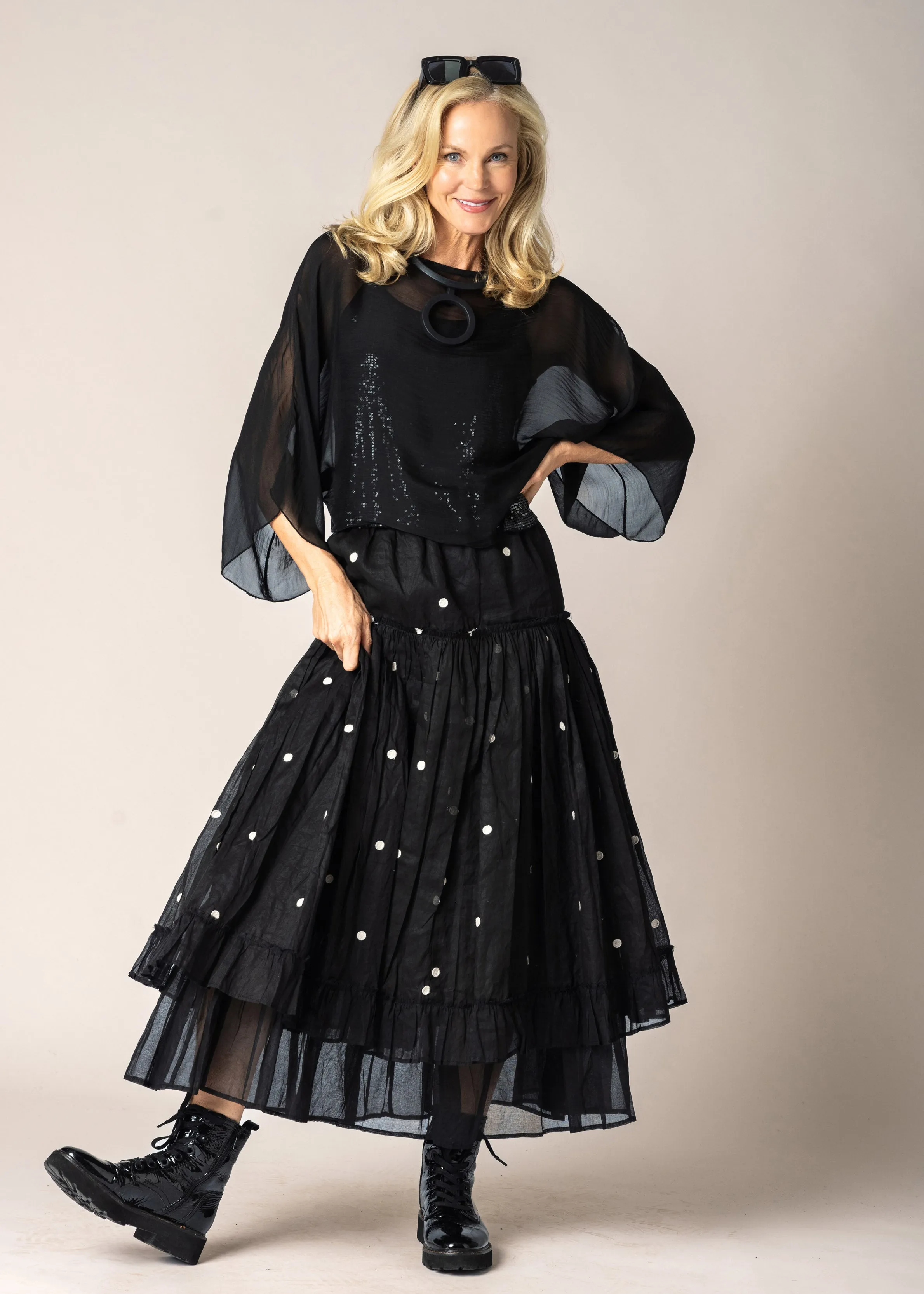 Elowen Organza Skirt in Onyx Spot