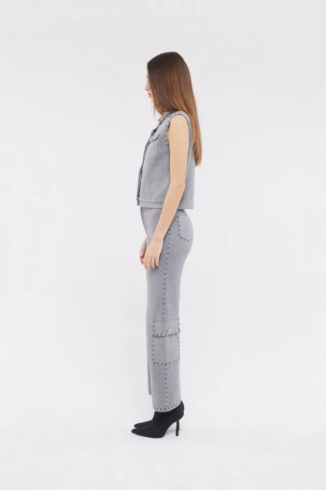 Embellished Waistcoat in Stone
