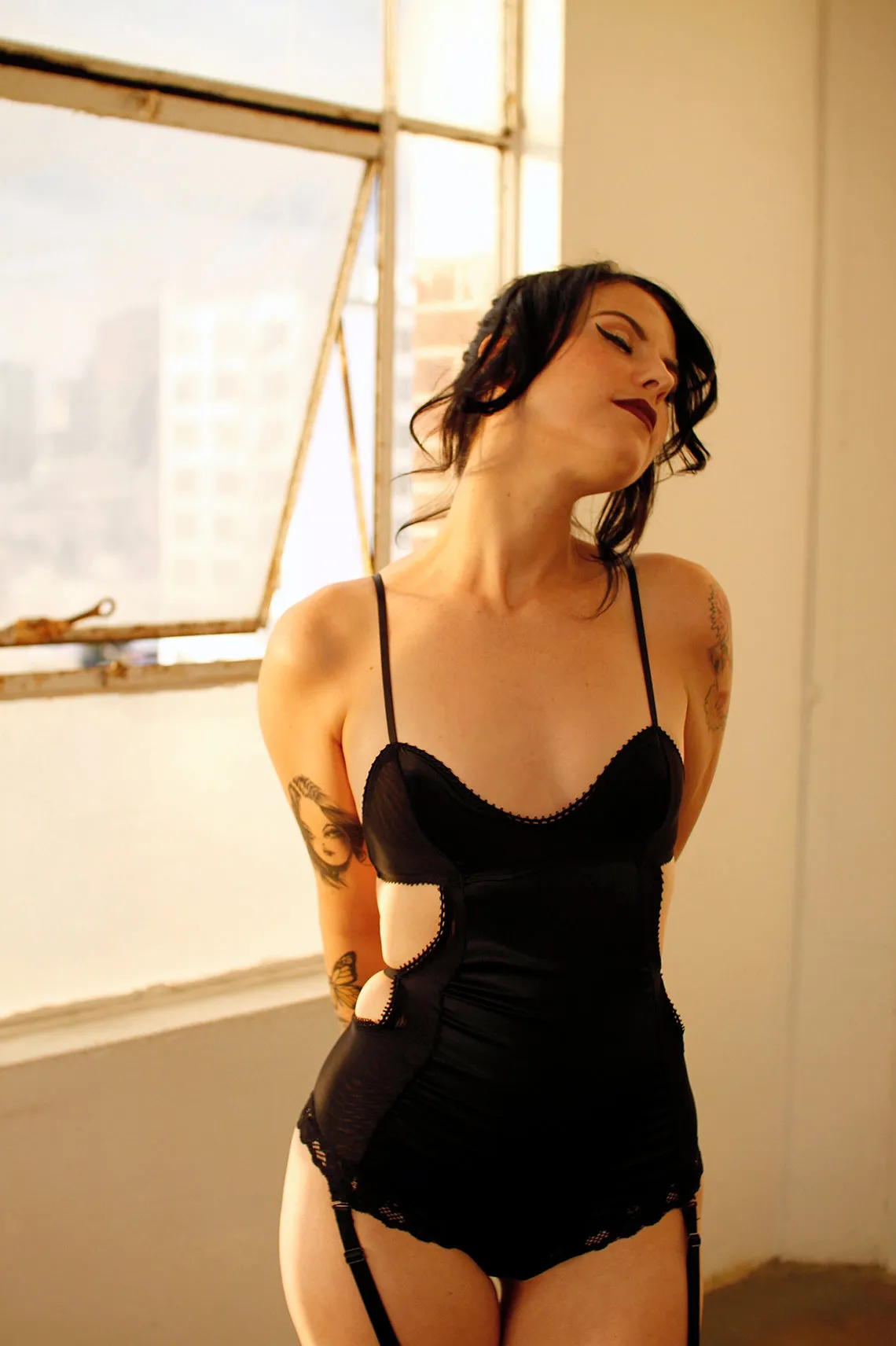 Eternal Daze Bodysuit in Black Silk Charmeuse